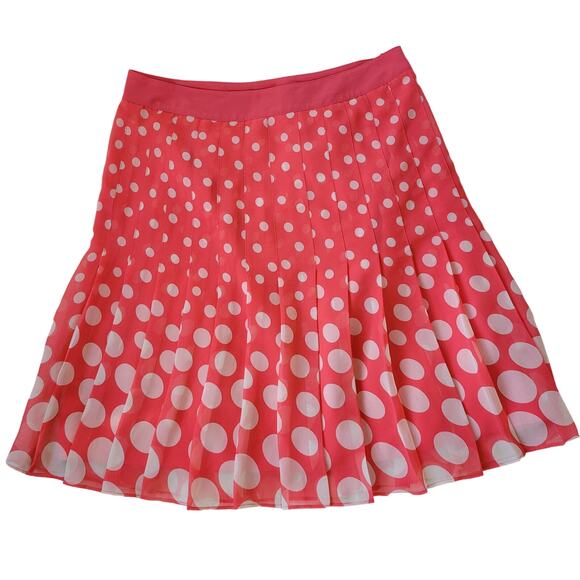 Boden Pretty Pleat Skirt Polka Dot Coral White WG485 Pleated Lined Women 8 - Picture 1 of 10